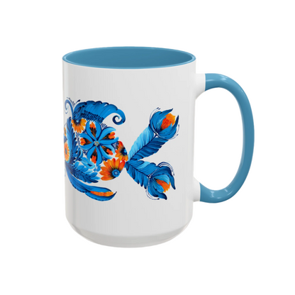 Unique coffee mug with hand-painted style fish design, 15oz