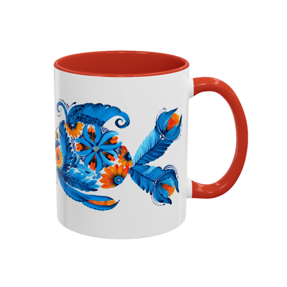 Unique coffee mug with hand-painted style fish design