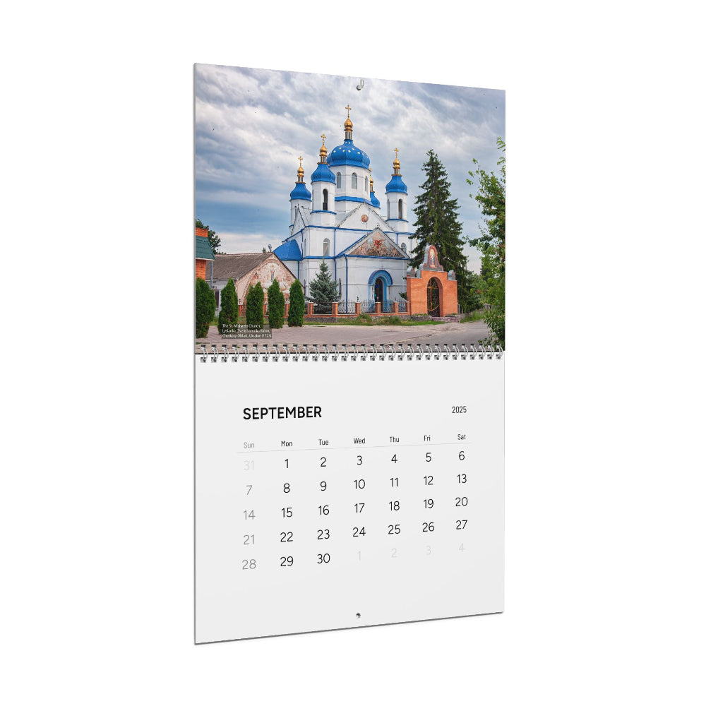 Wall Calendar Featuring Ancient Cathedrals & Chapels, spiritual art calendar