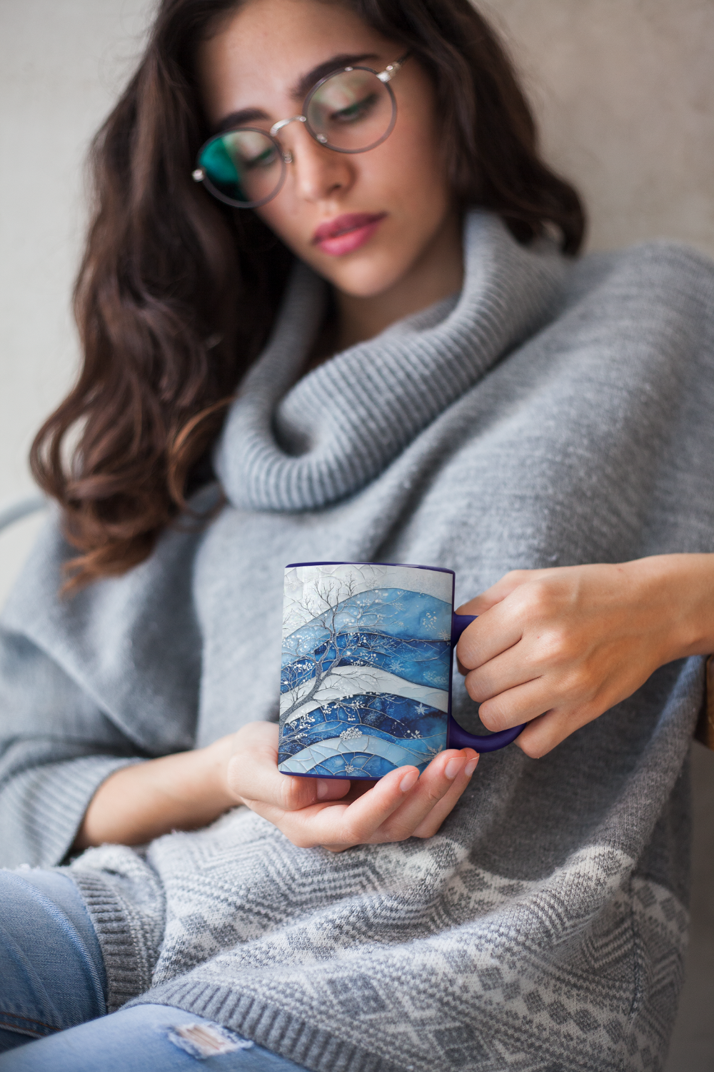 ceramic mug with a winter vibe, ideal for hot beverages