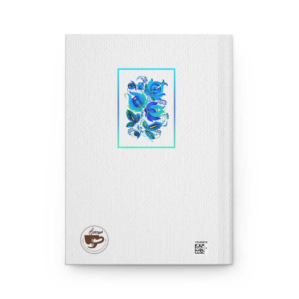 back cover of hardcover art journal with traditional art of Ukraine petrykivka