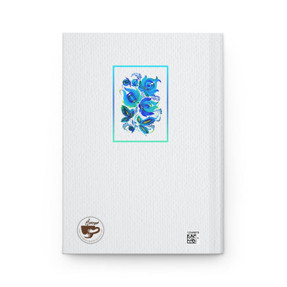 back cover of hardcover art journal with traditional art of Ukraine petrykivka