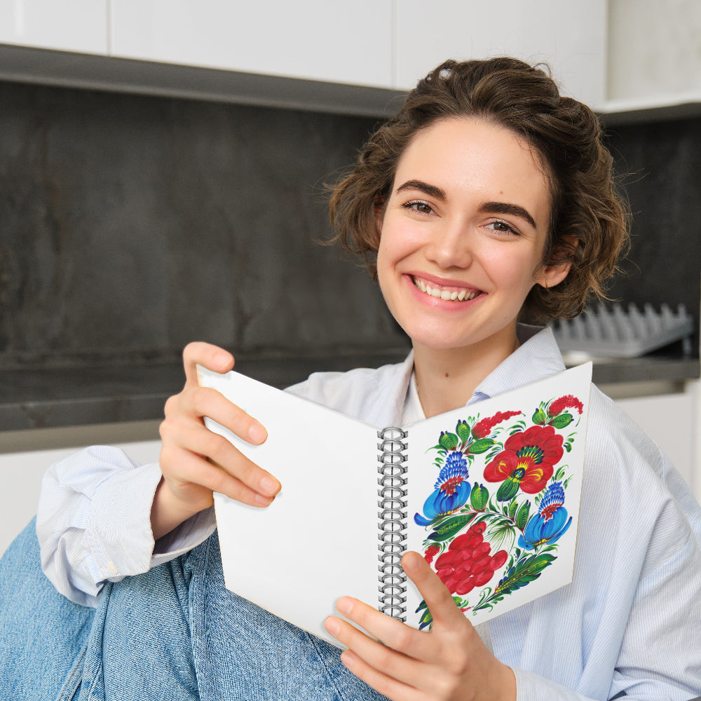 spiral notebook with folk art