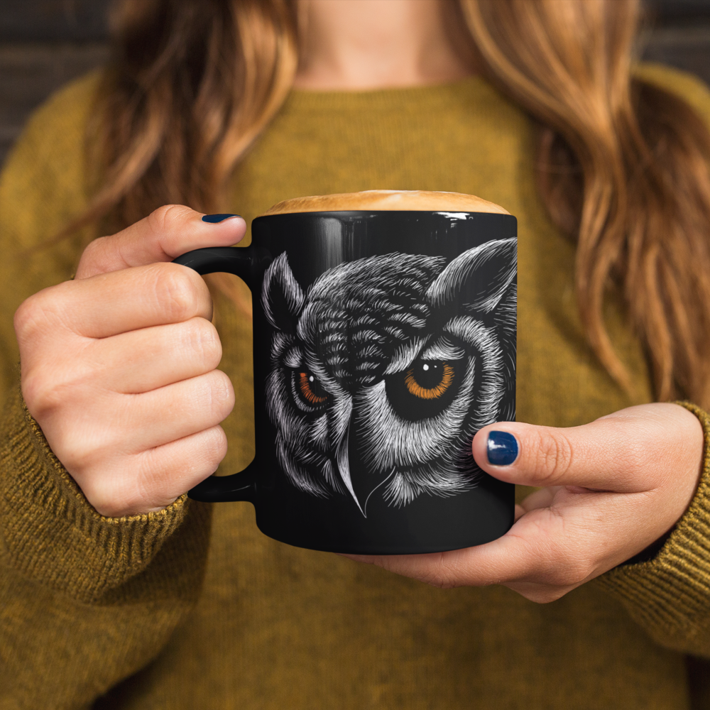 cozy cup with owl art