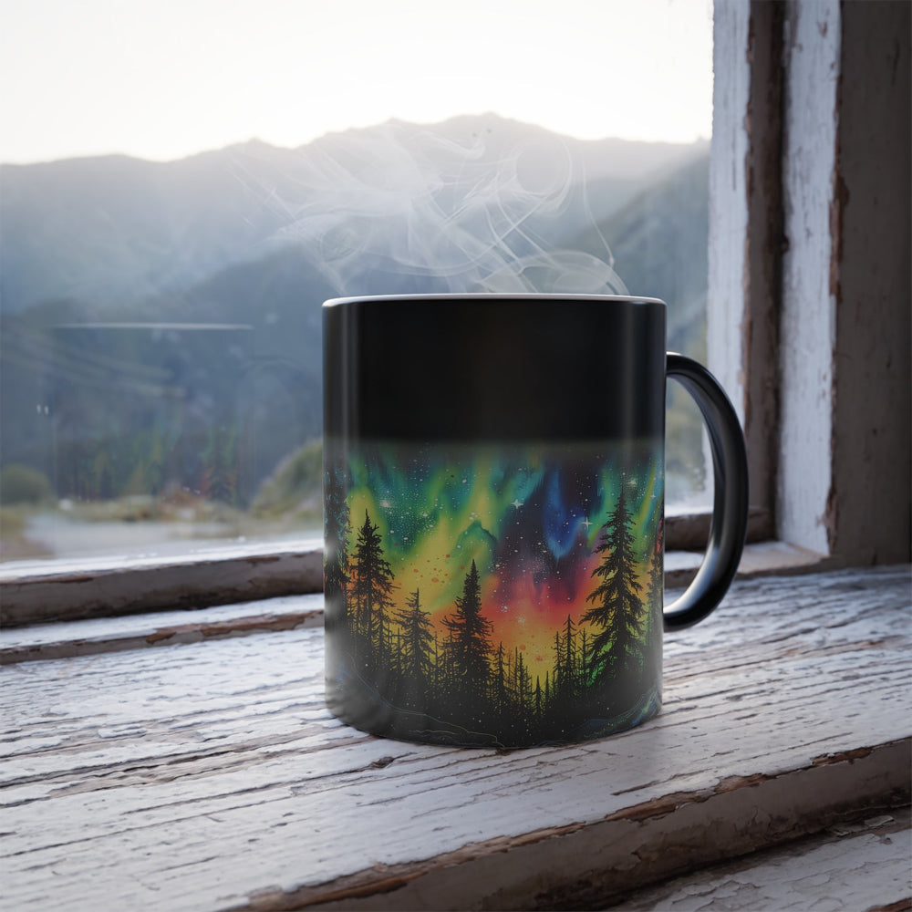 color changing mug featuring watercolor art