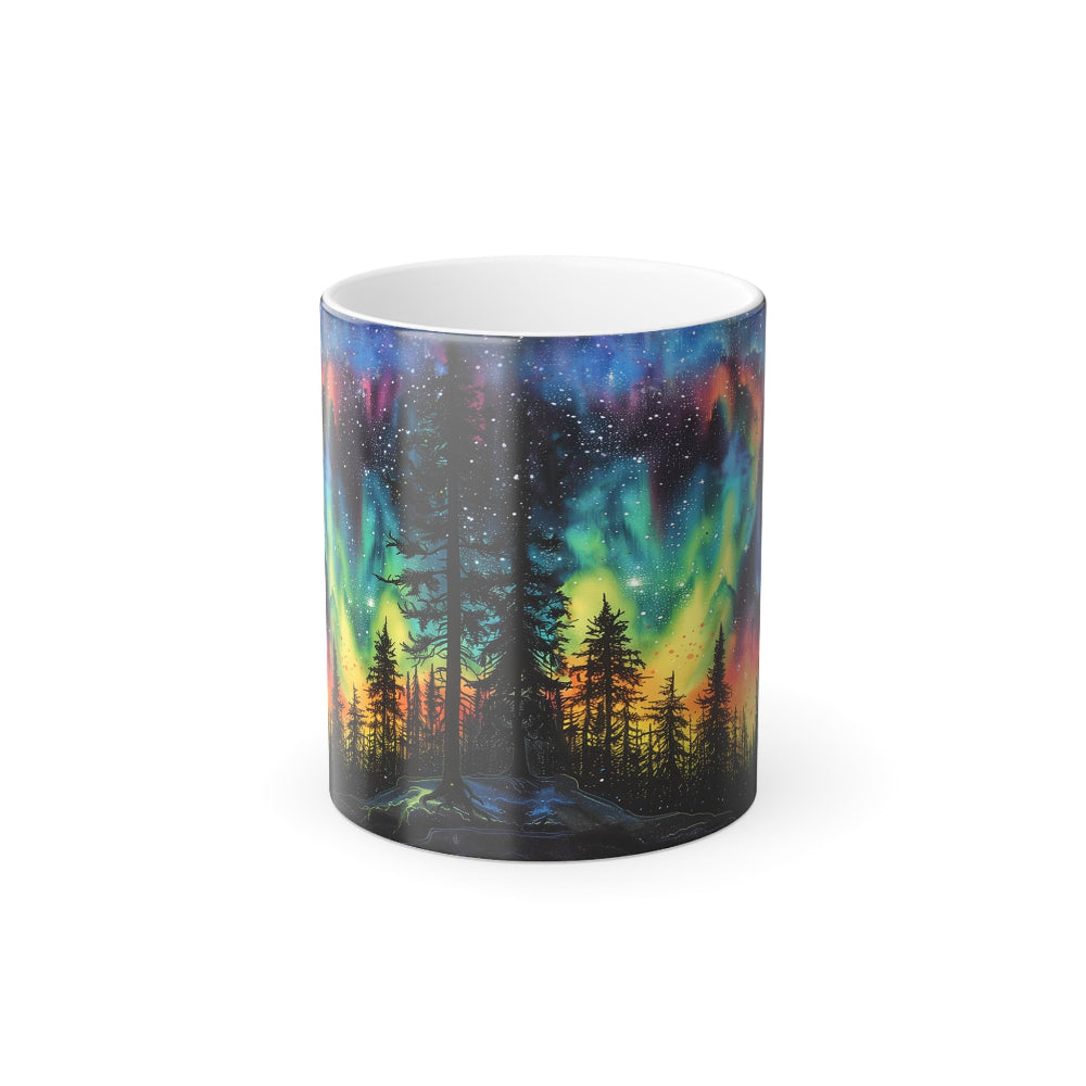 front of aurora borealis mug, watercolor mug