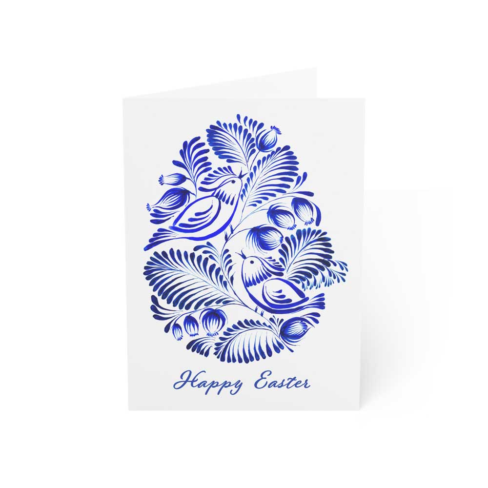 Easter greeting card with a floral pysanka design