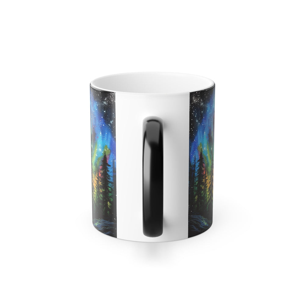 heat changing mug with aurora painting