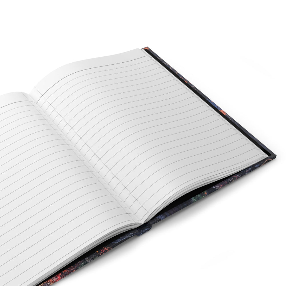 opened a hardcover lined journal
