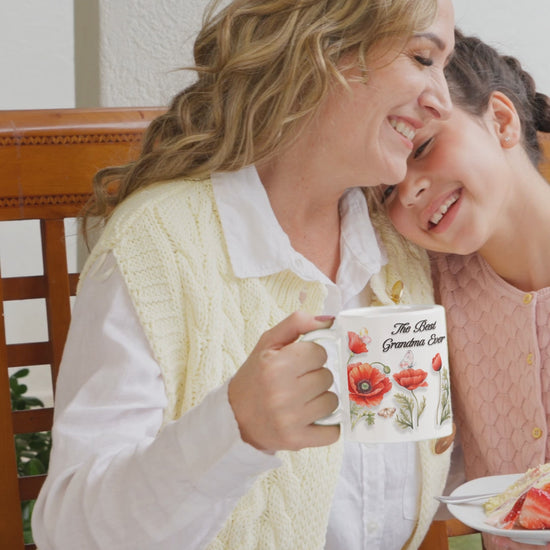 best grandma ever, gifts for grandma, poppy art, large mug, spring gifts