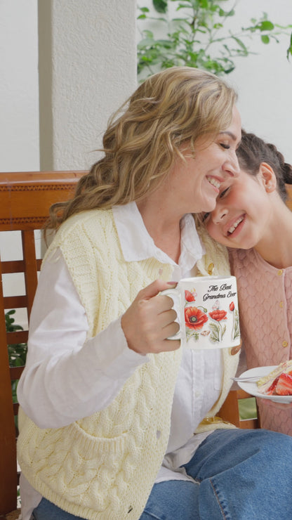best grandma ever, gifts for grandma, poppy art, large mug, spring gifts