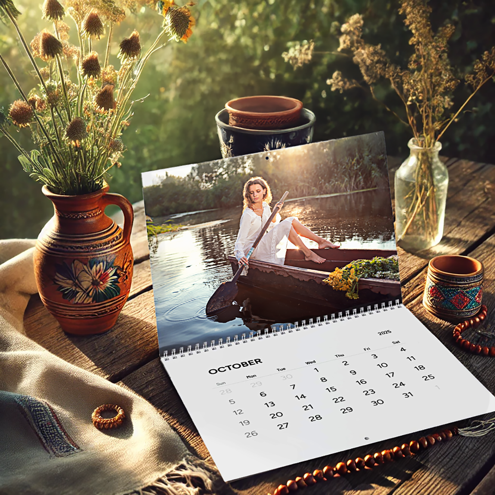 Large wall calendar, Ukrainian clothing, unique gifts for men, heritage photography, ukrainian women calendar