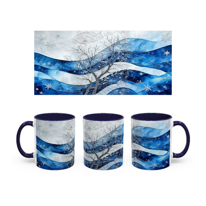 unique coffee mugs with stained glass design and tree art